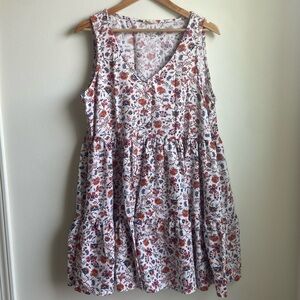 a.n.a Cotton Fall Floral Sleeveless Tiered Sundress (Sz XL) Orange & Red Paisley
